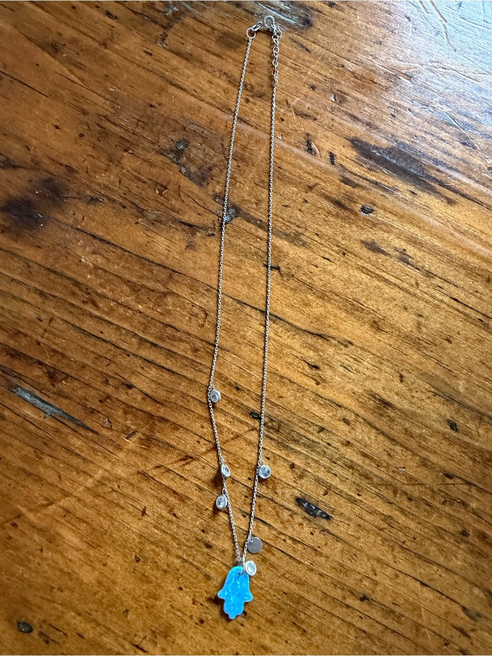 Delicate Blue Hamsa Pendant Necklace - Women Jewelry Sterling Silver